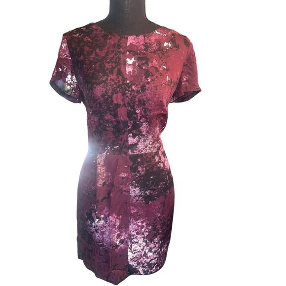 Rag & Bone Leonard Silk Purple Galaxy Print Dress woman’s 10 career office - Picture 2 of 8